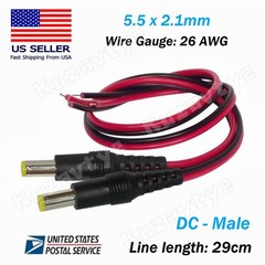 5~50Pcs DC Pigtail Power Cords Male Female Barrel Plugs Connectors 5.5mm x 2.1mm