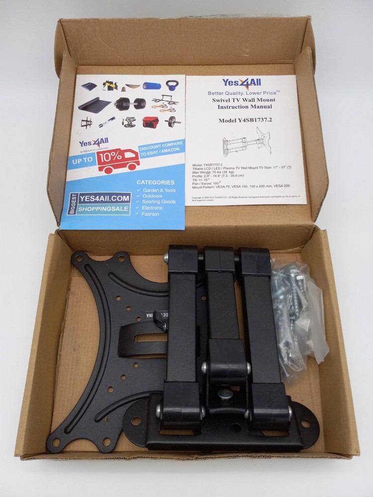Yes4All Swivel TV Wall Mount fits TV’s 17-37″ MODEL Y4SB1737.2