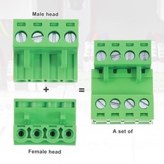 2 Sets 4 Pin 5mm 0.2 Inch Pitch PCB Mount Screw Terminal Block Connector Green