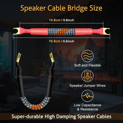 4 Pack 6 Inch Hifi OFC Speaker Jumper Cables, Speaker Cable Bridge Bi-Wire Speak