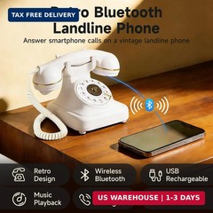Bluetooth Rotary Landline Phone, Retro Bluetooth Home Phone, Vintage Old Fashion