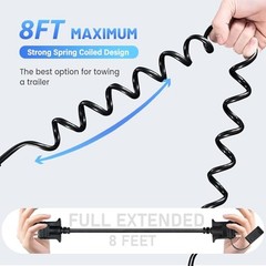 7.5ft 4 Pin Flat Trailer Wire Extension, Coiled Cable – 4 Way Vehicle &