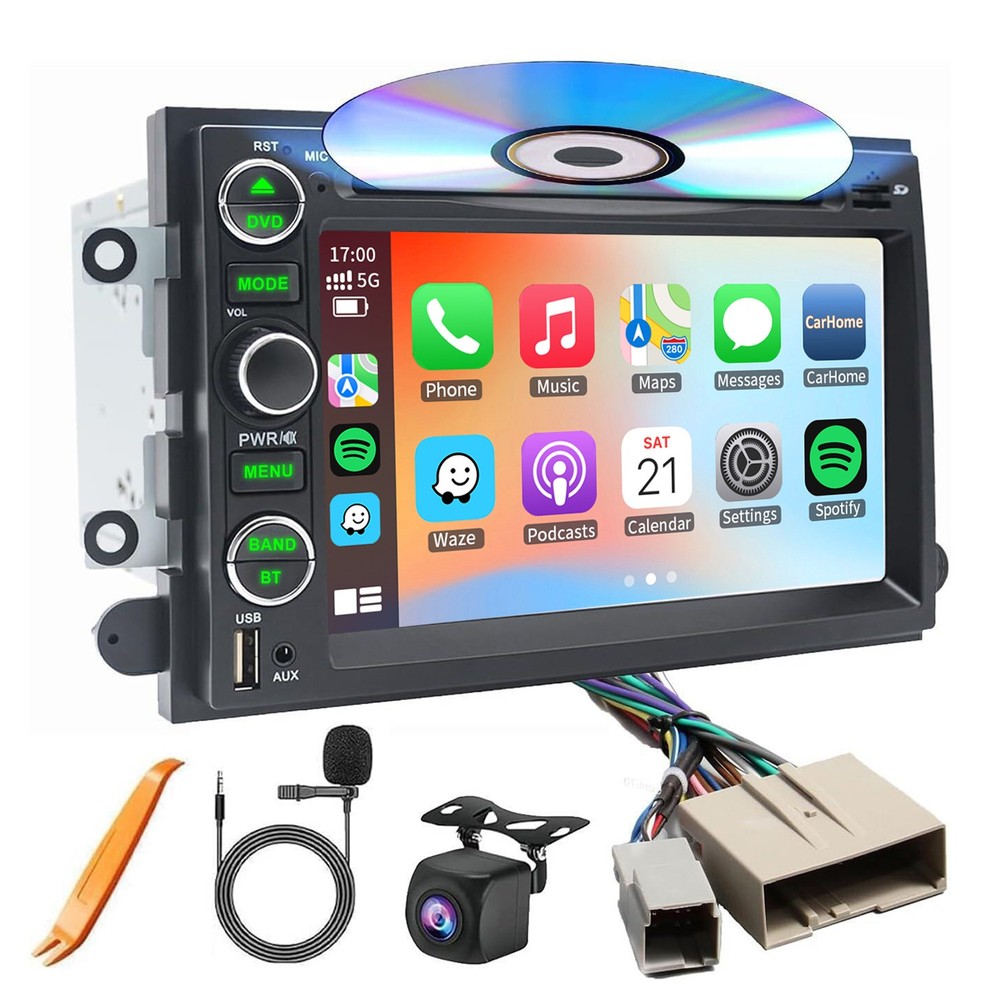 Car DVD CD Stereo Radio Apple Carplay Navi +Camera For Ford Expedition 2007-2014