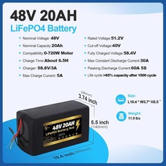 48v 20Ah E B/ike Lifepo4 Bi-ke Battery Pack for 1000W El/ec tric Motor 30A BMS
