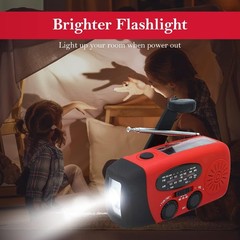 30000mAh Emergency Wind Up Dynamo Solar Hand Crank Radio FM/AM Power Bank Torch