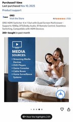 Quad Multi Viewer 4×1 Seamless HDMI Switch Full HD 1080p (HD-401MR)