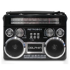 Dolphin Retro Bluetooth Radio SP-411BT AM FM SW Rechargeable Black-FREE SHIPPING