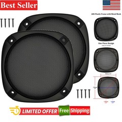 Speaker Subwoofer Guard Protector 5 Inch Square ABS Plastic Metal Mesh 2Pcs