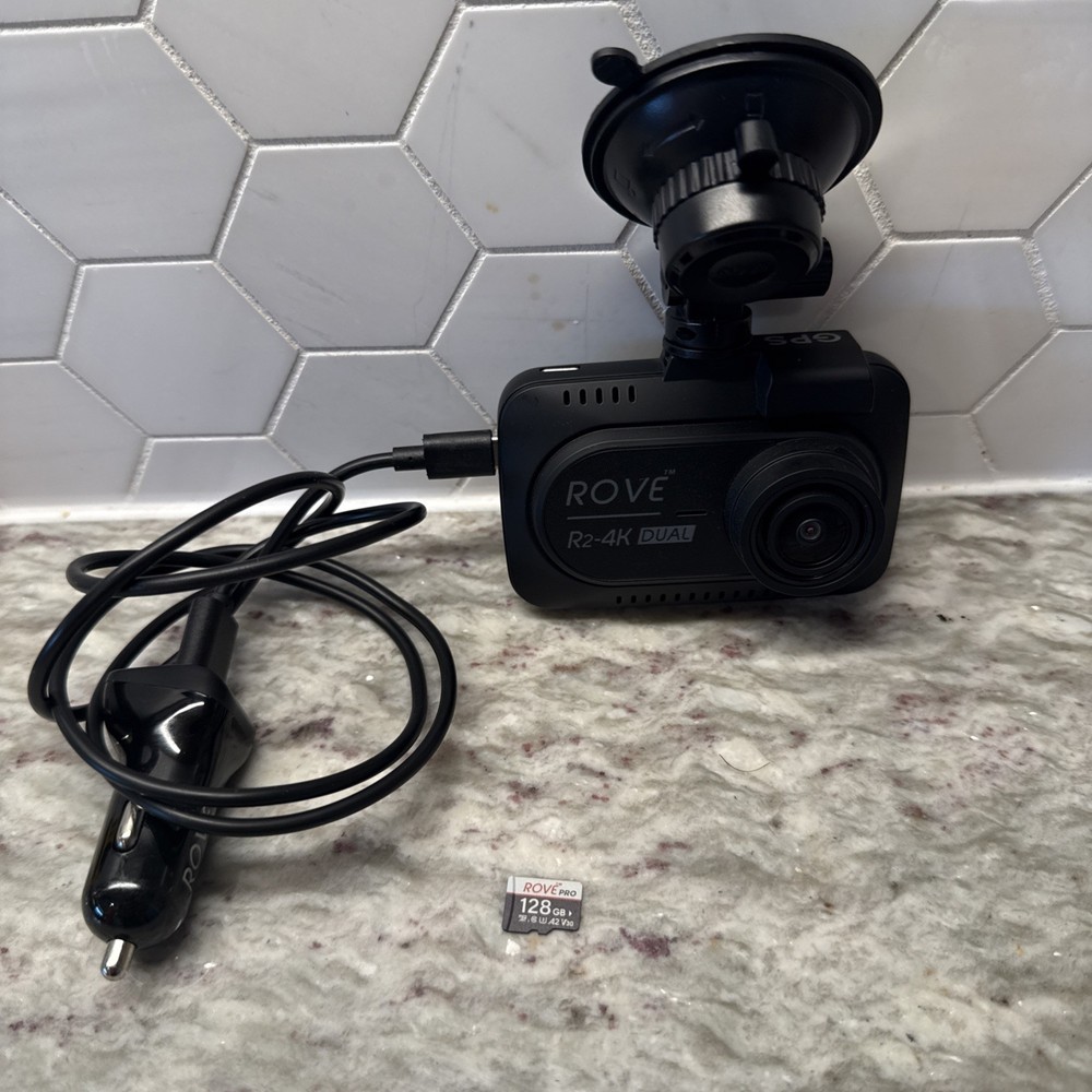 Rove R2-4K Car Dash Cam With Memory Card And Power Cable