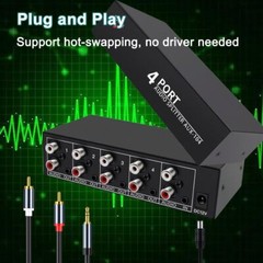 3.5mm Aux + Rca L/r Audio Splitter 1 In 4 Out Stereo Analog Audio Distributor Bo