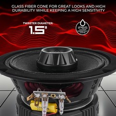DS18 PRO-ZT6 6.5″ Mid-Range Loudspeaker with Bullet Tweeter Water Resistant PAIR