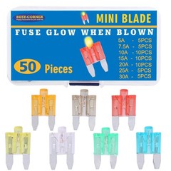 Mini Blade Automotive Glow Fuses – 50 Pack, Smart Blown Fuse Identification, Eas