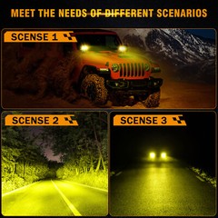 AUXBEAM 4″inch Yellow LED Work Driving Light Pods Fog Lamps & Cover Shield Combo