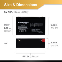 USED – ExpertPower 6V 12AH F1 AGM Rechargeable Battery TESTED