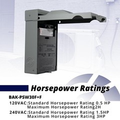 30 Amp Fused AC Disconnect Box, Pull‑Out Safety Switch, 2‑Pole 3‑Wire 1‑Phase…