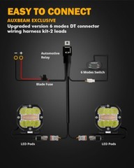 AUXBEAM 3″ LED Work Light Bar Strobe Flash Amber Pods Driving+Black Cover Shield