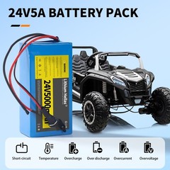 24V 5Ah Lithium Battery with 29.4V 1A Charger, 24V Rechargeable Battery for DIY