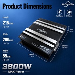 Car Audio Amplifier 3800W 2 Channel Full Range Vehicle Subwoofer Speaker System