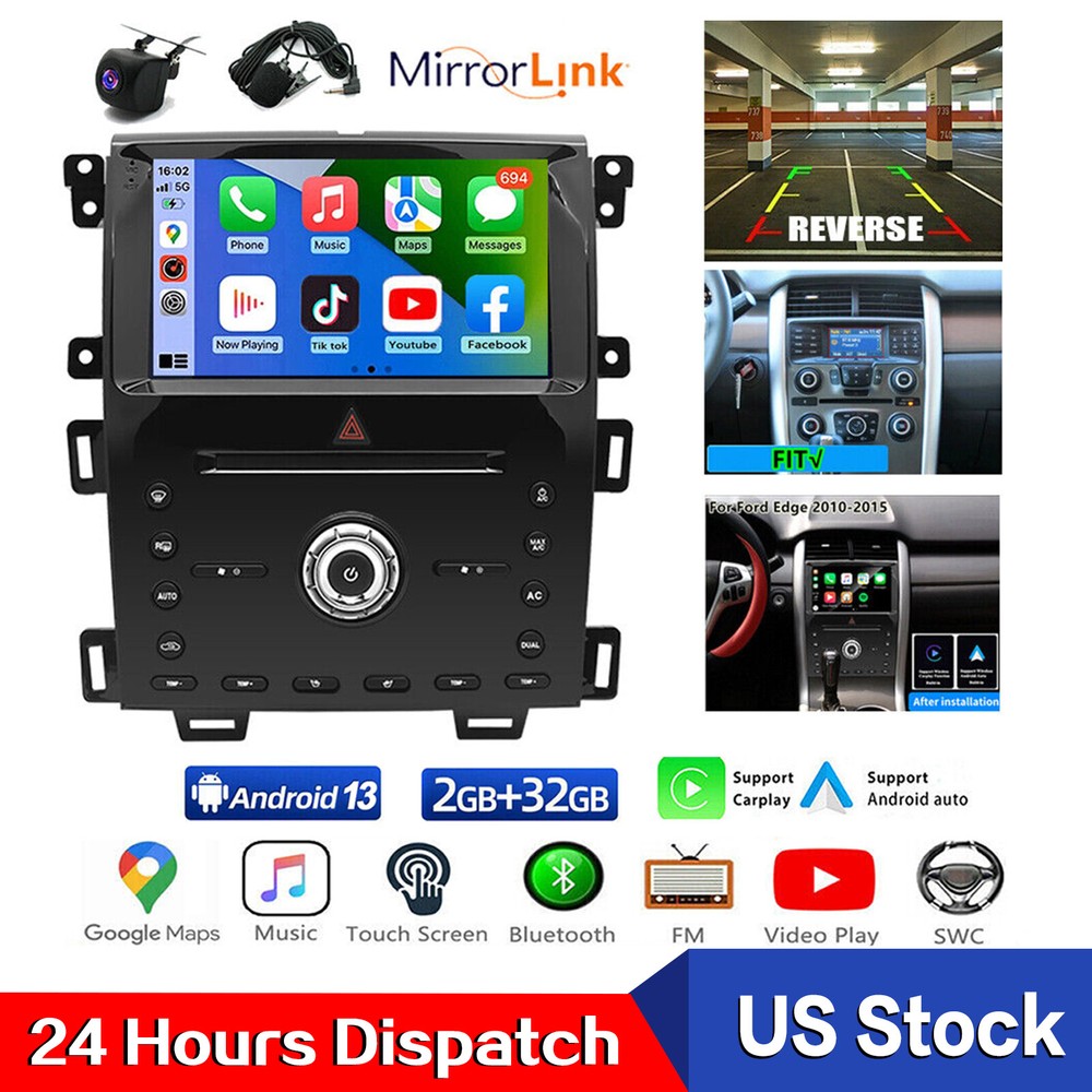 Android 13 Apple Carplay GPS Navi WIFI Car Stereo Radio For Ford Edge 2010-2015