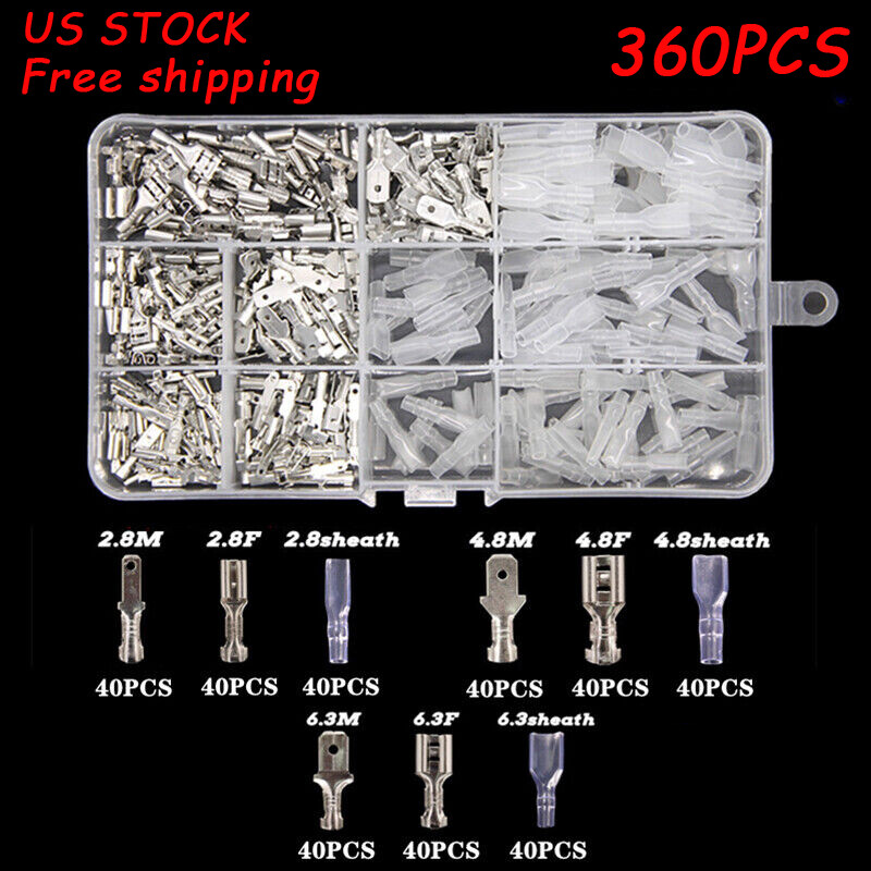 Silver Assortment Terminals Electrical Wire Crimp Connectors Male Female Spade