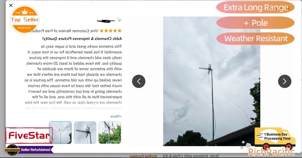 Newly upgraded VHF UHF 4K HDTV Antenna Outdoor 300 Miles Mounting Kit Included