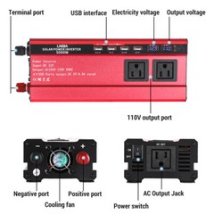5000W Inversor de corriente DC 12V 24V a AC 110V 120V Convertidor con 3 AC 4 USB