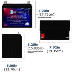Mighty Max ML-U1-CCAHR 12V 320CCA Battery Compatible with BCI Group U1
