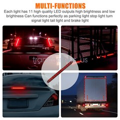 2PCS 15″ Red Truck Trailer Light Bar 11 LED Stop Turn Tail Brake Lights Strip