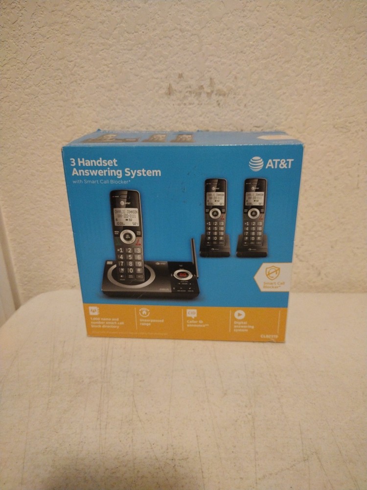 AT&T Cordless Phone Answering Machine Call Block Caller ID 3 Handsets. B