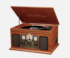 Victrola Nostalgic 6-in-1 Bluetooth Record Player & Multimedia Center – Mahogany