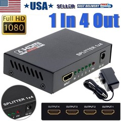1 in 4 Out HDMI Splitter -4K Hdmi Splitter 1×4 Ports v1.4 Powered 4K/2K 1080P