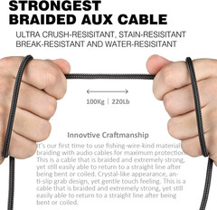 3.5Mm AUX Cable Nylon Braided Male to Male Stereo Audio Cord (4 Feet / 1.2 M)