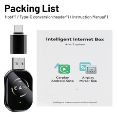 2026 Carplay Adapter Wired to Wireless CarPlay Android Auto Mirror Link 4-IN-1