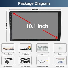 10.1″ Double 2 Din Car Radio Android 16 GPS WIFI BT Carplay Touch Screen Stereo