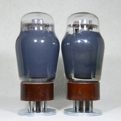 Matched Pair Mullard ECC32/CV181 Smoke Glass Brown Base Made in UK in 1949/1955