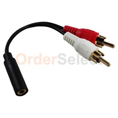 3 NEW 2x RCA Male,1x 3.5mm Stereo Female,Y-Cable 6-Inch Gold plated Connector