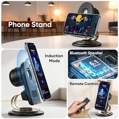 Cell Phone Stand with Instant Wireless Induction Bluetooth Speaker(Video