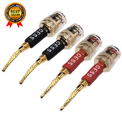 CESS-220 Pin Banana Plug to 4Mm Female Banana Jack/Speaker Wire, 4 Pack
