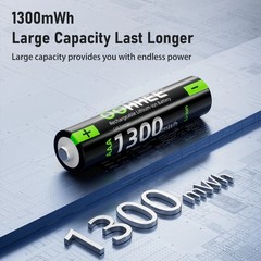 8PCS 1300mWh AAA 1.5V Rechargeable Lithium Batteries + Thin Charging Storage Box