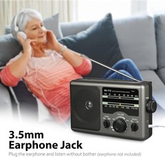 Stylish AM/FM Portable Radio: Ideal Gift with 3.5mm Jack & Easy-to-Use Design