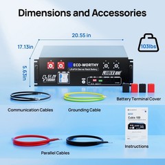 ECO-WORTHY 5120Wh 48V 100AH LiFePO4 Lithium Battery UL1973& UL9540A& CEC Listed.