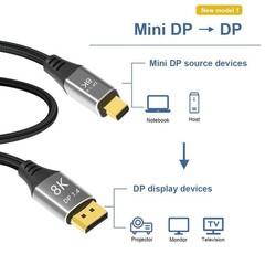 1m Laptop Mini DP to DP Cable Conversion Cord 8K@60Hz 4K@144Hz DisplayPort 1.4 t