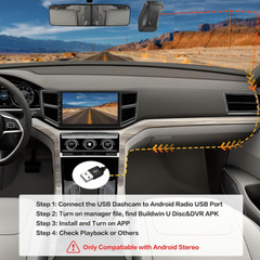 1080P Wifi USB Dash Camera Wide angle DVR 64GB for Android Car Stereo Headunit