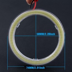 1-Pair Yellow 70MM 60SMD COB LED Angel Eyes Bulb Halo Ring Lamp Light With Housi