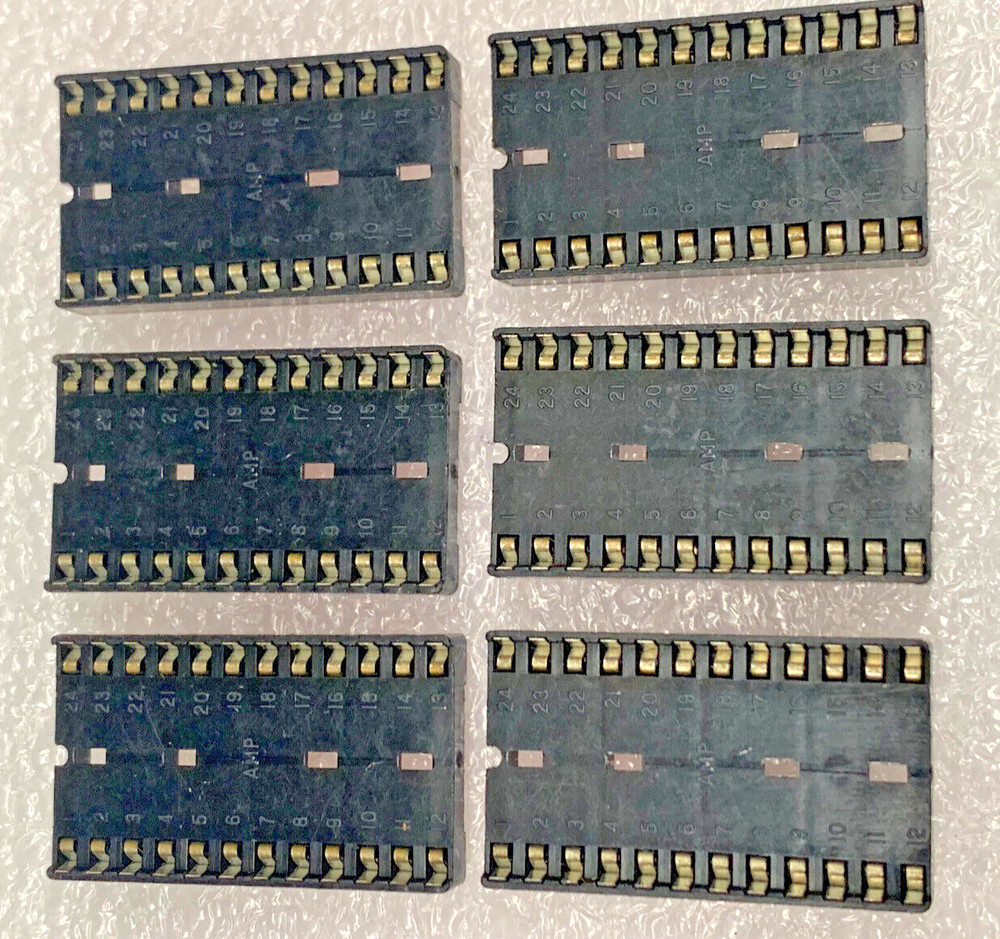 Amp 24 Pin Wide DIP IC Socket, 11/16″W X 1-1/8″L, lot of 6