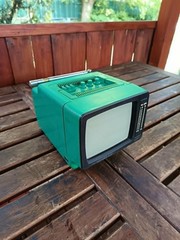 Vintage Russian Portable Television TV ELEKTRONIKA 409 D in green color