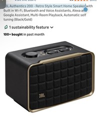 JBL Authentics 200 Smart Speaker Wi-Fi Bluetooth Alexa/Google Black/Gold