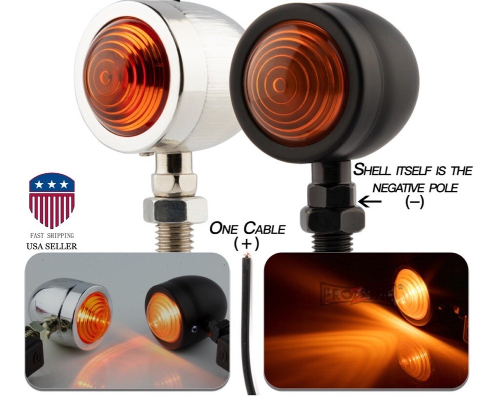 2Pcs Amber Bullet Motorcycle Turn Signal Light Indicator Blinker Lamp