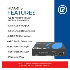 OREI HDMI Audio Extractor ARC 4K 60Hz