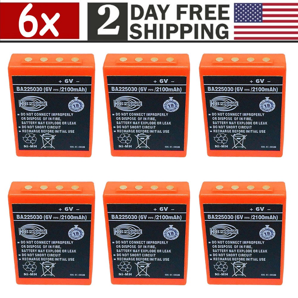 [6 Pack] 2100mAh BA225030 6V Ni-Mh Battery For HBC Pump Truck Remote Control